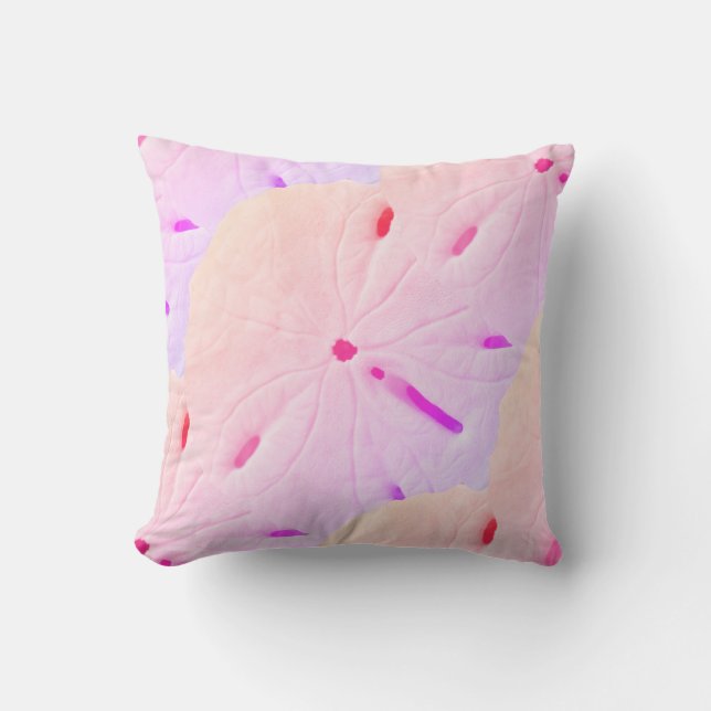 Cojín De Exterior Resumen de arte de Sand Dollar Beach Pink Purple O (Anverso)