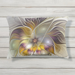 Cojín De Exterior Resumen de fantasía colorida Flor Fractal Moderno