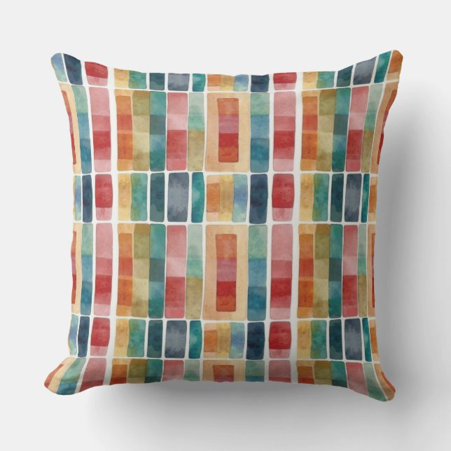 Cojín De Exterior Resumen Formas geométricas coloreadas y coloreadas (Anverso)