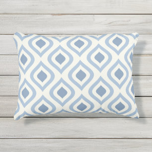 Cojín De Exterior Resumen geométrico, azul y blanco roto