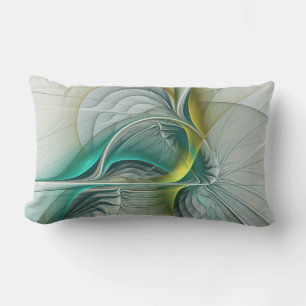 Cojín De Exterior Resumen hipnótico Fractal Verde azulado Turquesa d