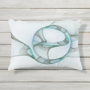 Cojín De Exterior Resumen moderno Arte fractal azul turquesa gris