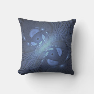 Cojín De Exterior Resumen moderno Arte Fractal Dusk Azul trendy