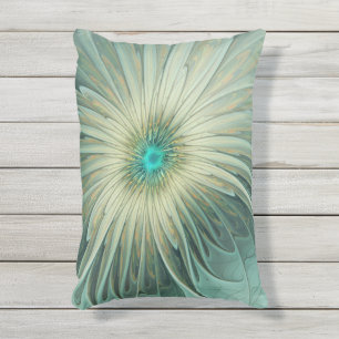 Cojín De Exterior Resumen Sage Green Fantasy Flower Fractal Art