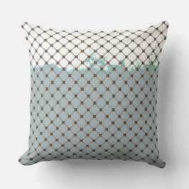 Cojín De Exterior Resumen Verde azulado, blanco, patrón de bronce