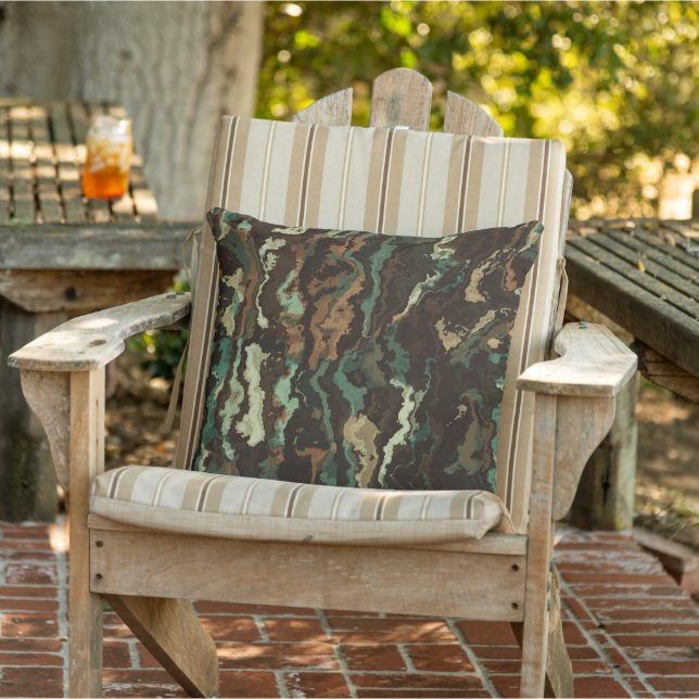 Cojín De Exterior Resumen verde y marrón (Silla)