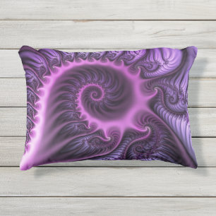 Cojín De Exterior Resumen Vivid Guay Pink Purple Fractal Art Spiral