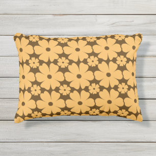 Cojín De Exterior Retro Fall Daisy Floral Pattern Warm Earthy Brown