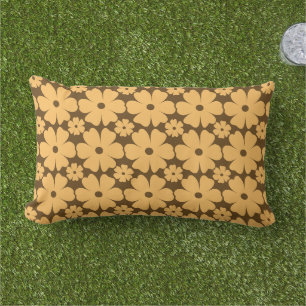 Cojín De Exterior Retro Fall Daisy Floral Pattern Warm Earthy Brown