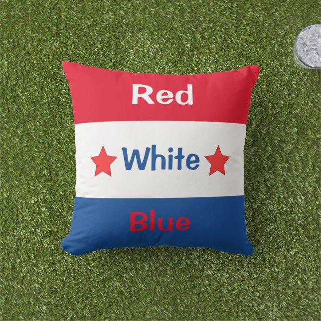 Cojín De Exterior Rojo Blanco Azul del 4 de Julio (Césped)