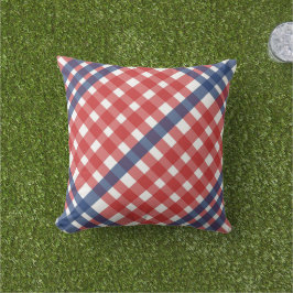 Cojín De Exterior Rojo blanco y azul Gingham Plaid