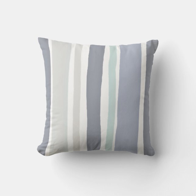 Cojín De Exterior Ropa de rayas simples azul, gris (Anverso)