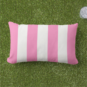 Cojín De Exterior Rosa Bubblegum Blanco Raya Ancha Cabana