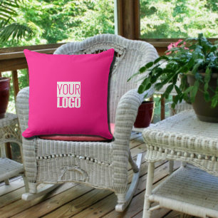Cojín De Exterior rosa caliente - añadir logotipo