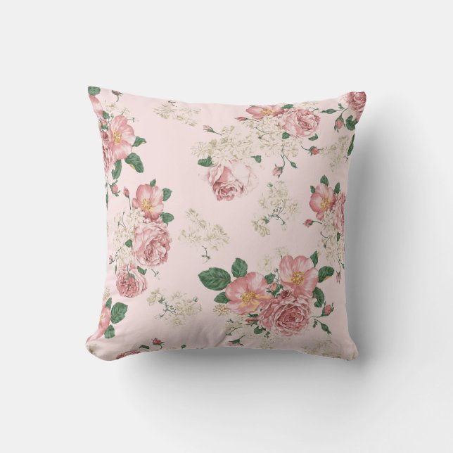 Cojín De Exterior Rosa sobre la flor vinícola rosa  (Anverso)