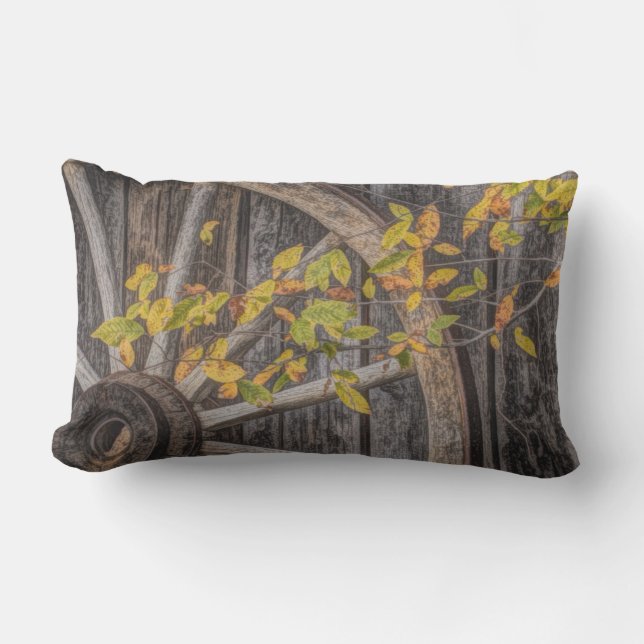 Cojín De Exterior Rueda de vagón rústico en el campo (Anverso)