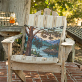 Cojín De Exterior Rustic mountain range landscape stain glass