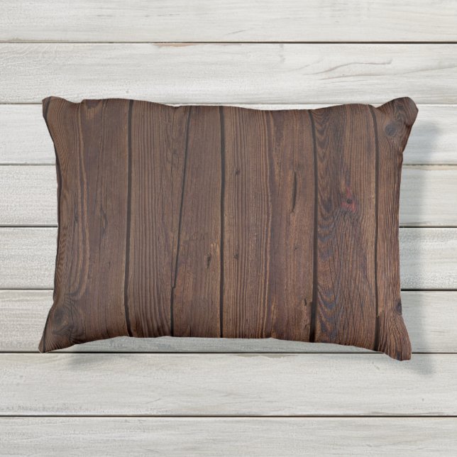 Cojín De Exterior Rústico Dark Madera Marrón Estilo de campo de la c (Reverso)