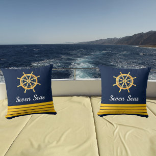 Cojín De Exterior Rutas del volante del barco azul marino de la mari
