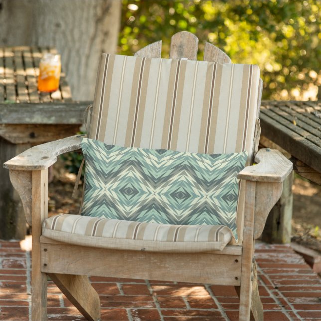 Cojín De Exterior Sage Seafoam Green Beiish Grayish Brown Tribal Art (Silla)