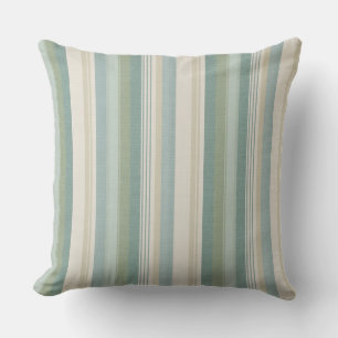 Cojín De Exterior Sage Verde Azul Teal Crema Rayas Clásicas