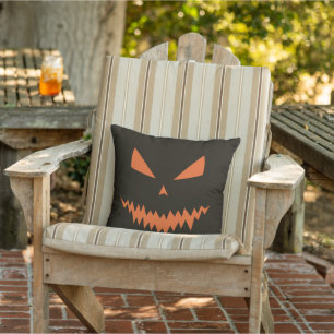 Cojín De Exterior Scary Halloween Jack OLantern naranja cara negra