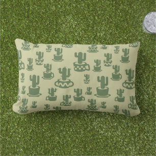 Cojín De Exterior Silueta de cactus suculenta en tazas y macetas