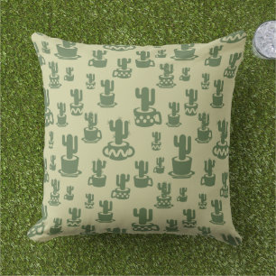 Cojín De Exterior Silueta de cactus suculenta en tazas y macetas