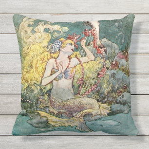 Cojín De Exterior “Sirena y arpa” de Charles Folkard