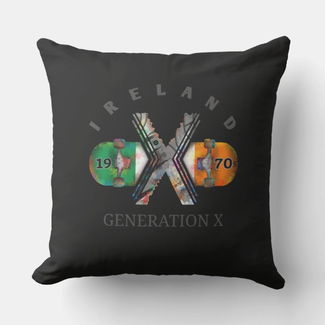 Cojín De Exterior Skateboard Generation X Ireland de los años 1970 (Anverso)
