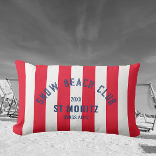 Cojín De Exterior Snow Beach Club Red Cabana Stripe Winter