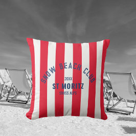 Cojín De Exterior Snow Beach Club Red Cabana Stripe Winter
