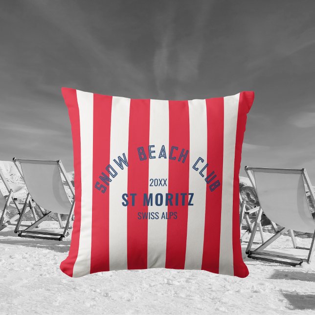 Cojín De Exterior Snow Beach Club Red Cabana Stripe Winter (Subido por el creador)