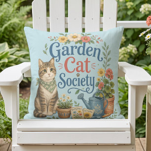 Cojín De Exterior Sociedad de Gatos de Jardín Cottagecore Florales