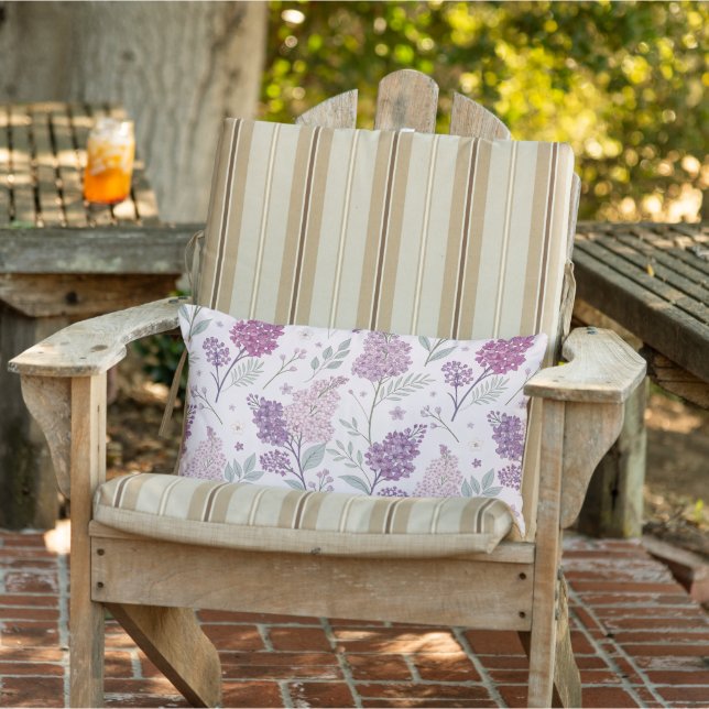 Cojín De Exterior Soft Pink and Purple Lilac Floral Pattern   (Silla)
