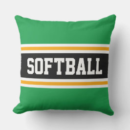 Cojín De Exterior SOFTBALL Fun Bright Green Black Athletic Stripes