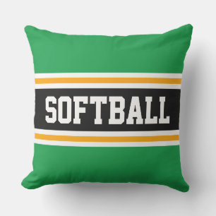 Cojín De Exterior SOFTBALL Fun Bright Green Black Athletic Stripes