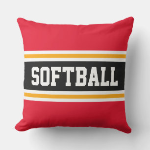Cojín De Exterior SOFTBALL Fun Brillante Red Black Athletic Stripes