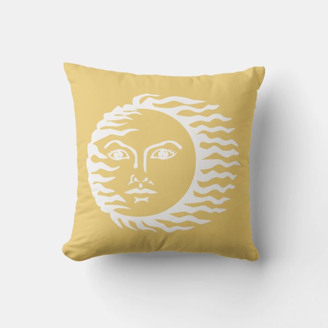 Cojín De Exterior Sol Cara Humana Mostaza Amarillo (Anverso)