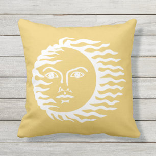 Cojín De Exterior Sol Cara Humana Mostaza Amarillo