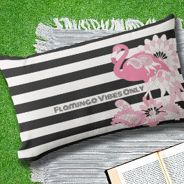 Cojín De Exterior Sólo Vibes Flamingo - Flamingo franja blanca negra
