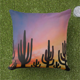 Cojín De Exterior Southwestern Desert Landscape Cactus Sunrise Image