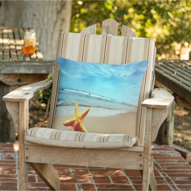 Cojín De Exterior Starfish Beach Turquoise Blue Ocean Watercolor (Silla)