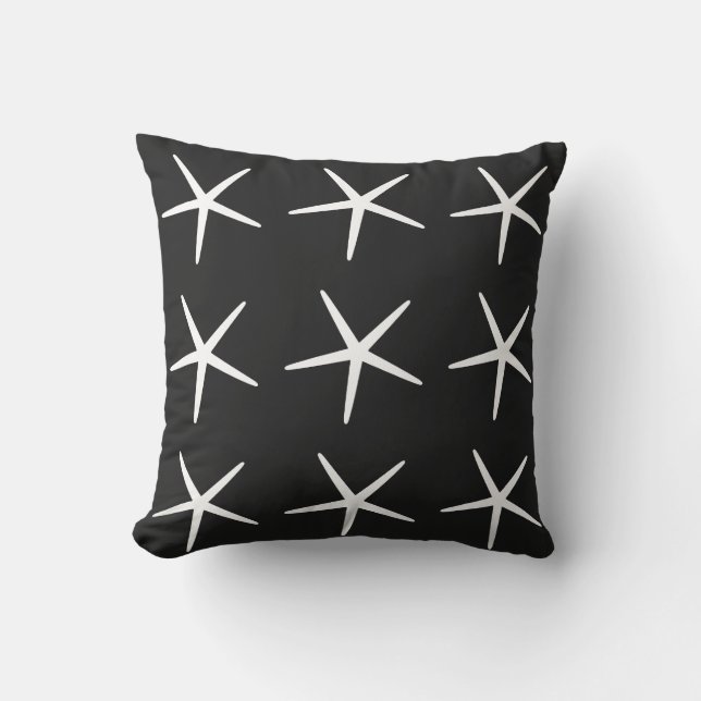 Cojín De Exterior Starfish Nautical Beach Black White Patterns Gift (Anverso)