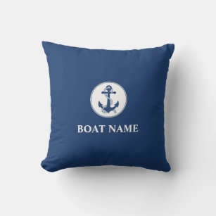 Cojín De Exterior Su nombre de barco Rope & Anchor Blue