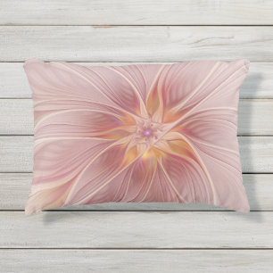 Cojín De Exterior Sueño floral rosa suave Resumen Flor de arte fract