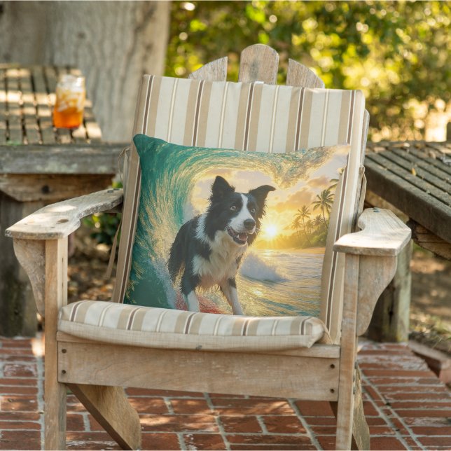 Cojín De Exterior Surfs Up Border Collie (Silla)