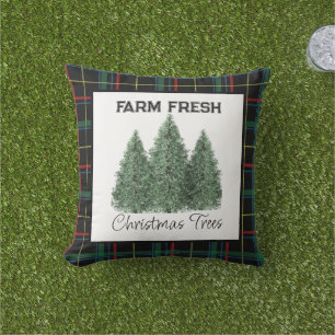 Cojín De Exterior Tartan a cuadros de árbol de Navidad Decoración de