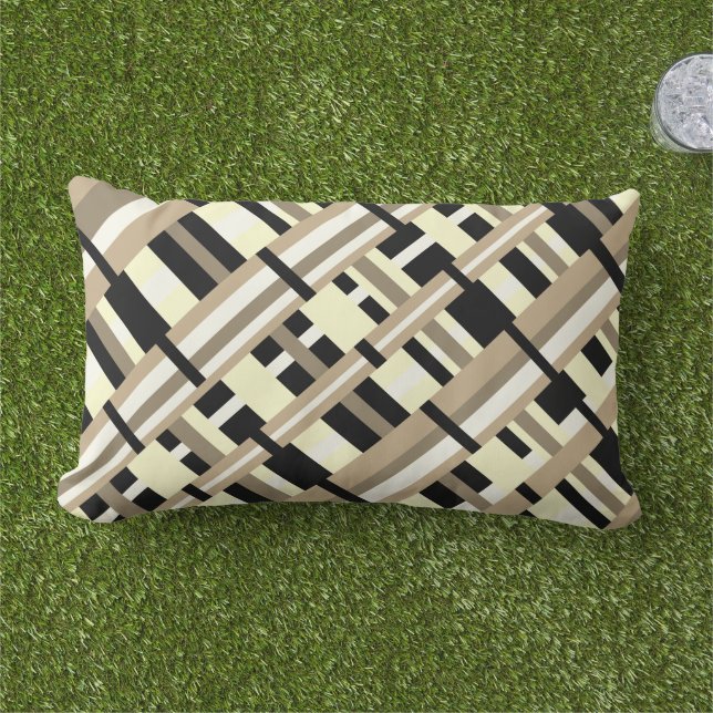 Cojín De Exterior Taupe, Tan, Negro, Blanco Moderno (Césped)