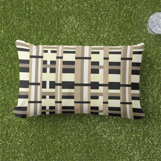 Cojín De Exterior Taupe, Tan, Negro, Blanco Moderno (Césped)